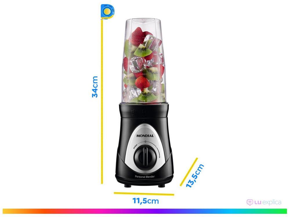 Liquidificador Mondial Personal Blender DG-01 2 Velocidades 300W Preto e Prata - 9