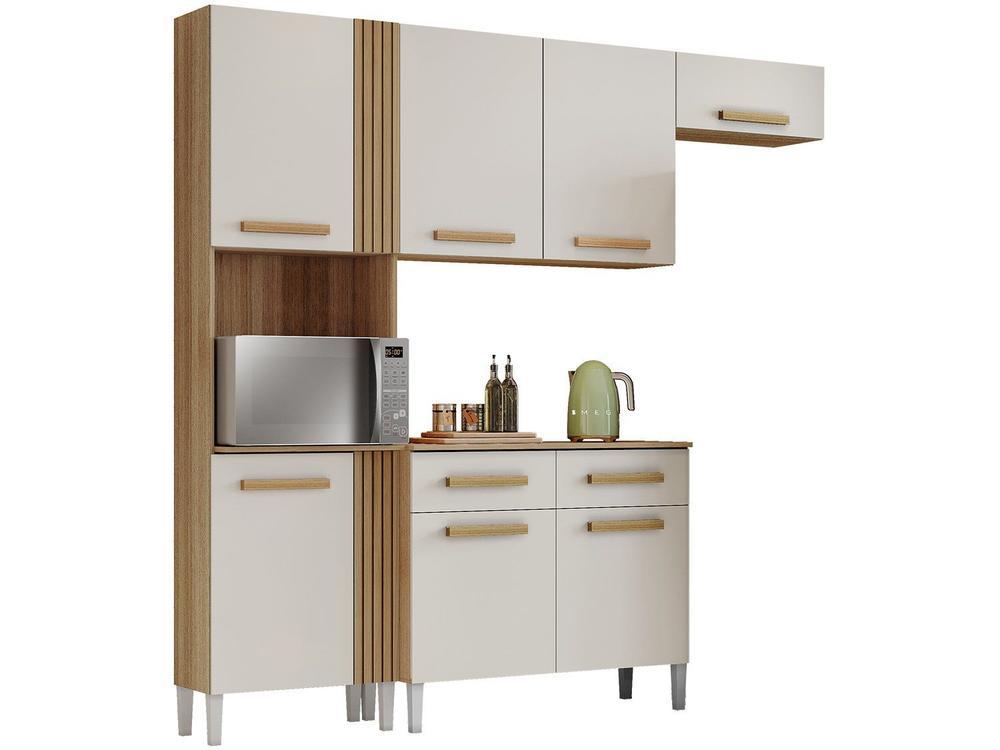 Armário de Cozinha Compacta Aramóveis Juma com Balcão 7 Portas 2 Gavetas - 4