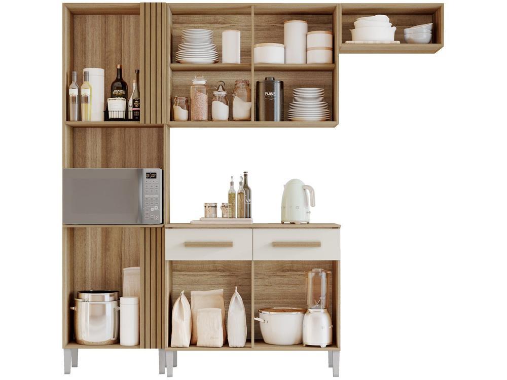 Armário de Cozinha Compacta Aramóveis Juma com Balcão 7 Portas 2 Gavetas - 5