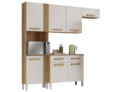 Armário de Cozinha Compacta Aramóveis Juma com Balcão 7 Portas 2 Gavetas