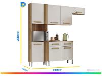 Armário de Cozinha Compacta Aramóveis Juma com Balcão 7 Portas 2 Gavetas - 8