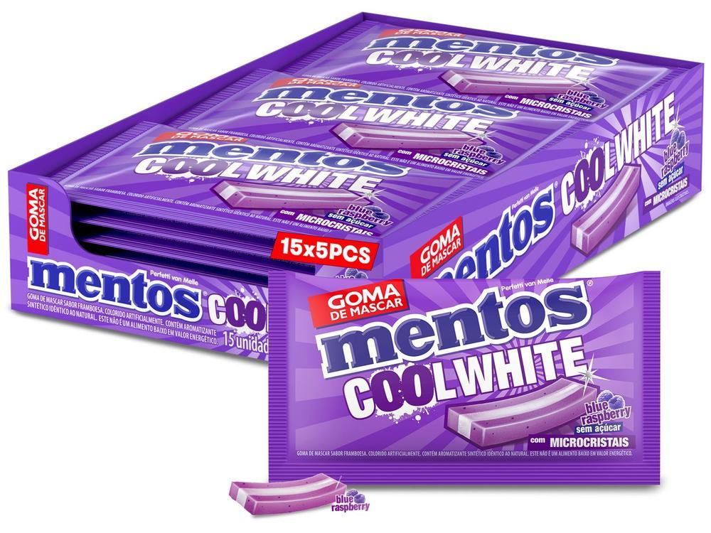 Goma de Mascar Mentos Cool White Blue Raspberry sem Açúcar Display com 15 Slabs - 4