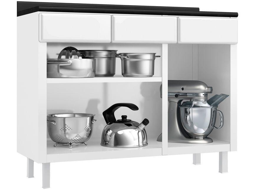 Balcão de Cozinha Telasul Aço 3 Portas 3 Gavetas Cristal - 4