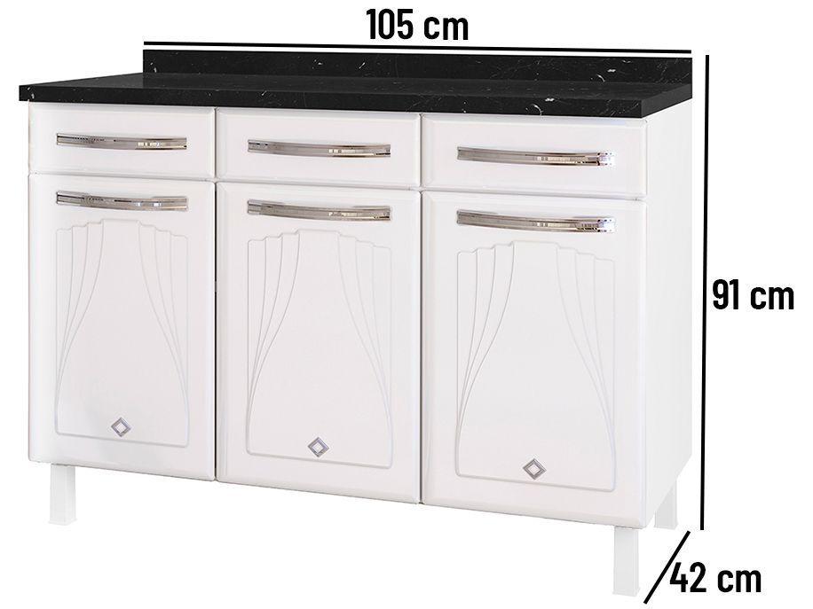 Balcão de Cozinha Telasul Aço 3 Portas 3 Gavetas Cristal - 5