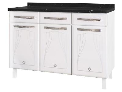 Balcão de Cozinha Telasul Aço 3 Portas 3 Gavetas Cristal