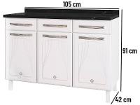 Balcão de Cozinha Telasul Aço 3 Portas 3 Gavetas Cristal - 5