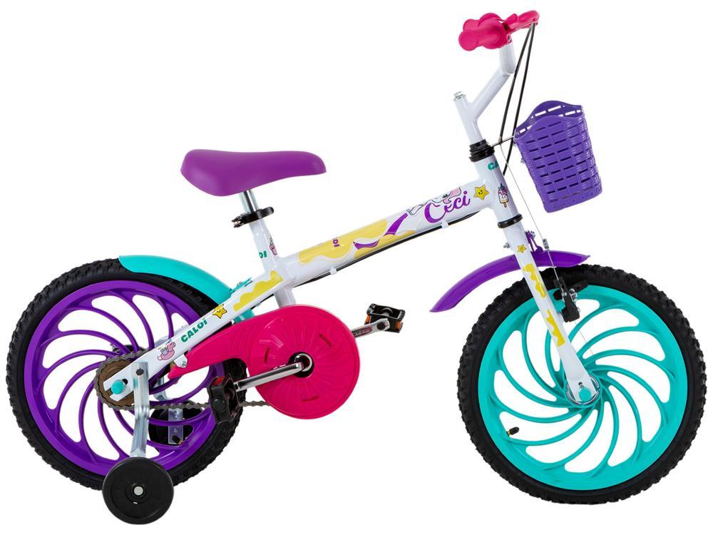 Bicicleta Infantil Aro 16" Caloi Ceci Branco e Rosa com Cestinha Freio V-Brake - 1