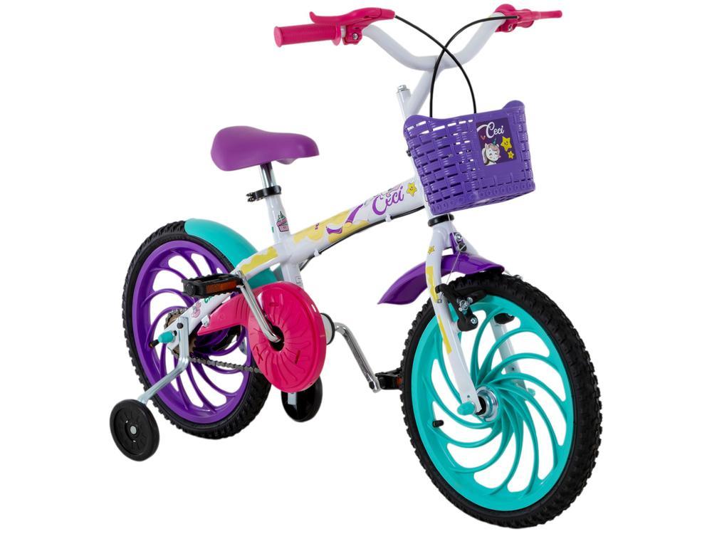 Bicicleta Infantil Aro 16" Caloi Ceci Branco e Rosa com Cestinha Freio V-Brake - 2