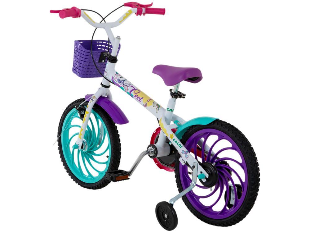 Bicicleta Infantil Aro 16" Caloi Ceci Branco e Rosa com Cestinha Freio V-Brake - 3