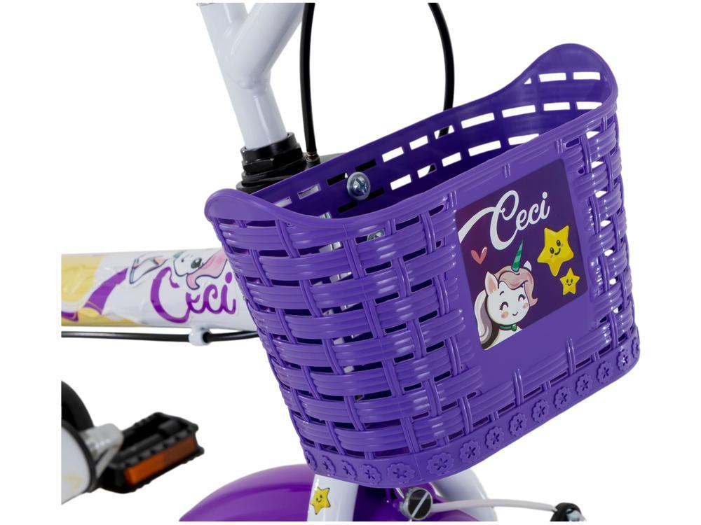 Bicicleta Infantil Aro 16" Caloi Ceci Branco e Rosa com Cestinha Freio V-Brake - 6