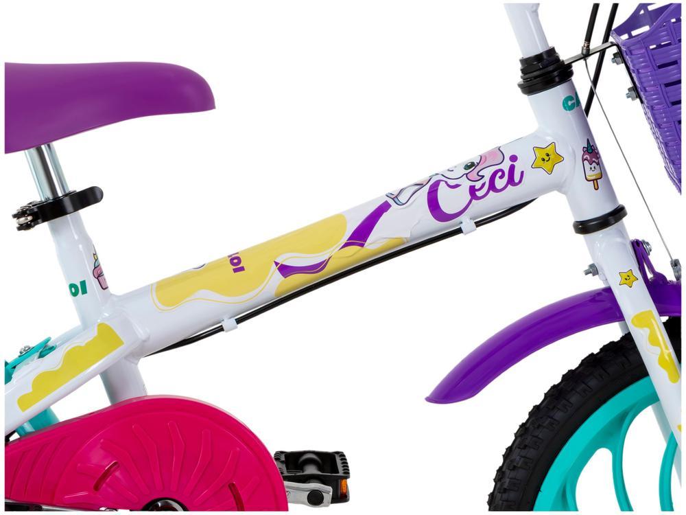 Bicicleta Infantil Aro 16" Caloi Ceci Branco e Rosa com Cestinha Freio V-Brake - 7