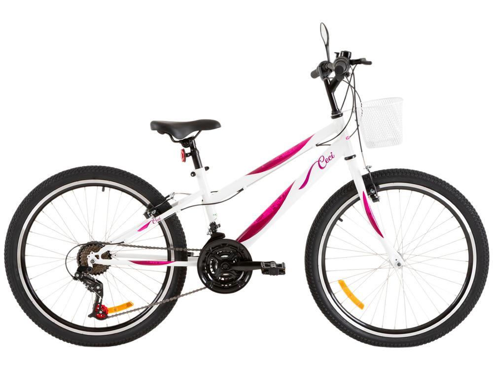 Bicicleta Aro 24 Infantil Caloi Ceci Branca 21 Marchas - 1