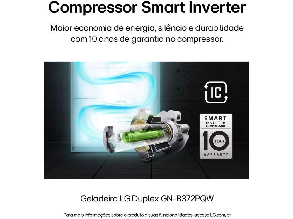 Geladeira/Refrigerador LG Frost Free Inox Duplex Branca 375L GN-B372PQW - 3