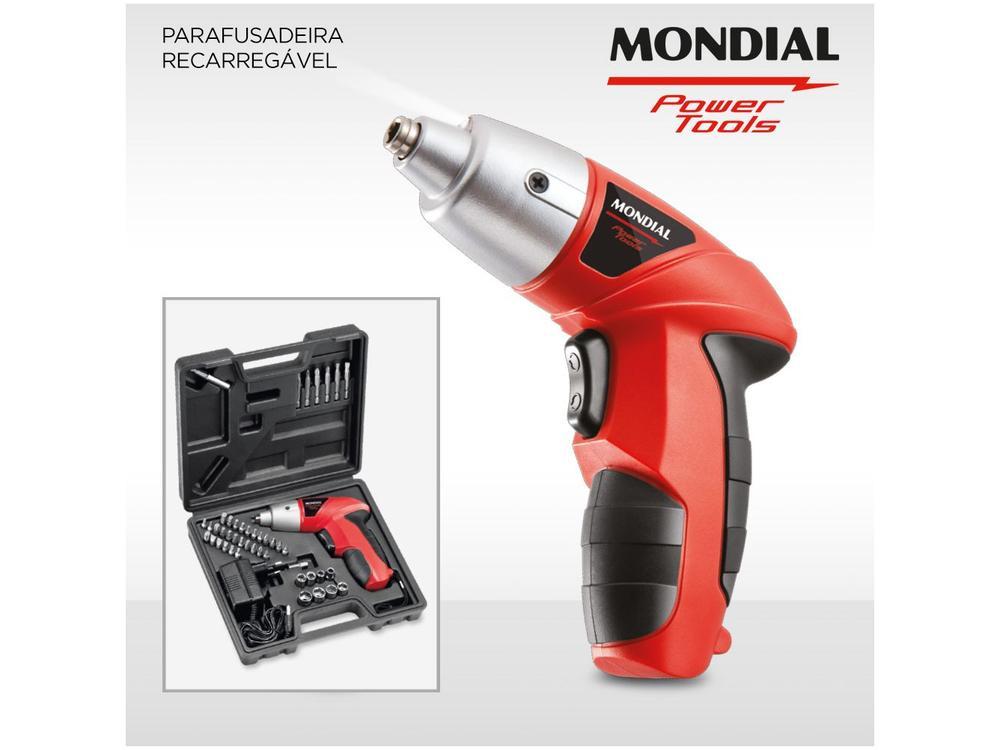 Parafusadeira Mondial a Bateria 4,8V 1,4" Reversível com Maleta 47 Peças Power Tools FPF-05M - 3