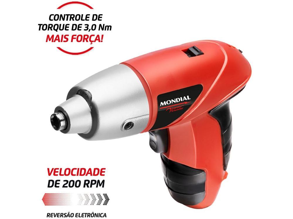 Parafusadeira Mondial a Bateria 4,8V 1,4" Reversível com Maleta 47 Peças Power Tools FPF-05M - 4