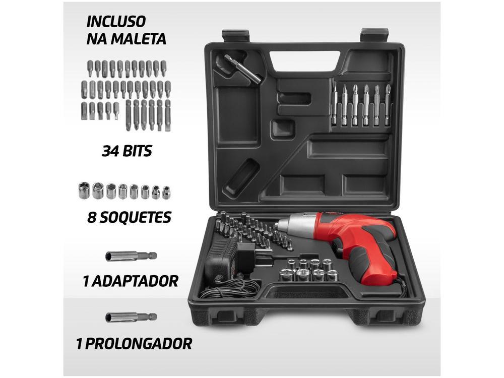 Parafusadeira Mondial a Bateria 4,8V 1,4" Reversível com Maleta 47 Peças Power Tools FPF-05M - 6