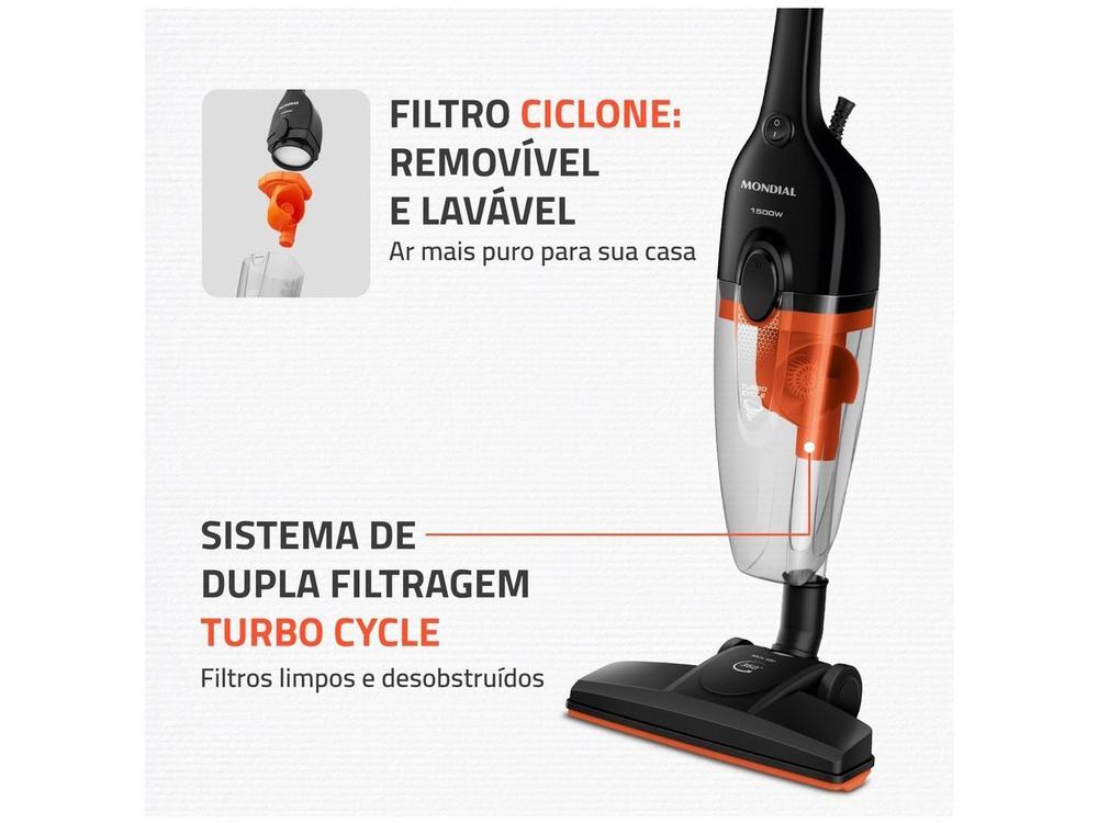 Aspirador de Pó 2 em 1 Mondial 1500W Turbo Cycle AP-40-B Preto e Laranja - 4
