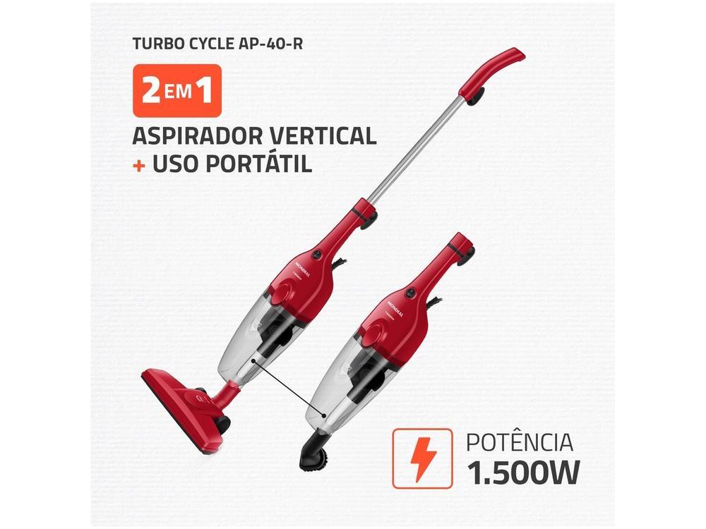 Aspirador de Pó 2 em 1 Mondial 1500W Turbo Cycle AP-40-R Vermelho e Preto - 2