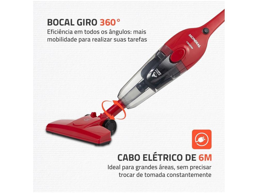 Aspirador de Pó 2 em 1 Mondial 1500W Turbo Cycle AP-40-R Vermelho e Preto - 4