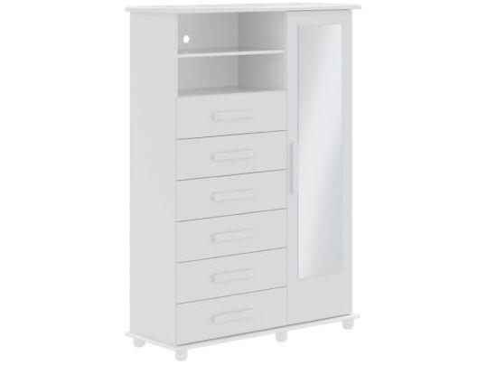 Cômoda com Espelho 6 Gavetas 1 Porta Móveis Lanza Atenas - 2