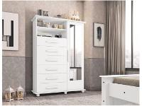 Cômoda com Espelho 6 Gavetas 1 Porta Móveis Lanza Atenas - 1