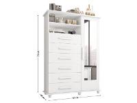 Cômoda com Espelho 6 Gavetas 1 Porta Móveis Lanza Atenas - 6