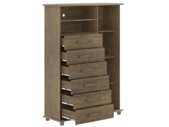 Cômoda com Espelho 6 Gavetas 1 Porta Móveis Lanza Atenas - 4