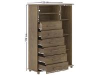 Cômoda com Espelho 6 Gavetas 1 Porta Móveis Lanza Atenas - 5