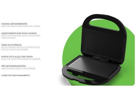 Sanduicheira Grill Cadence SanduGrill SAN230 750W Preta - 2