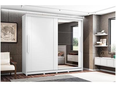 Guarda-roupa Casal com Espelho 8 Gavetas 2 Portas Móveis Lanza Londres