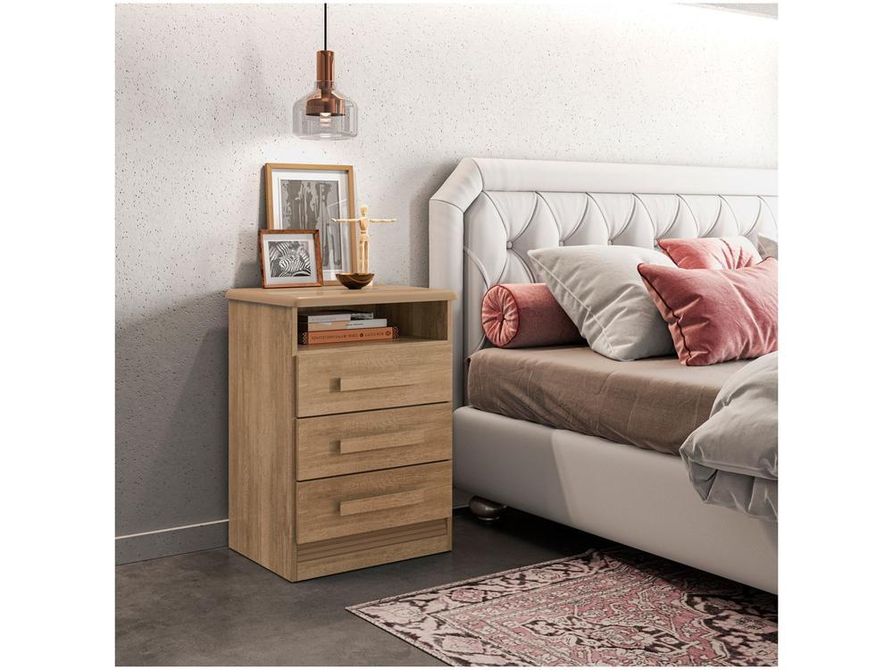 Mesa de Cabeceira 3 Gavetas Roma Móveis Lanza - 1