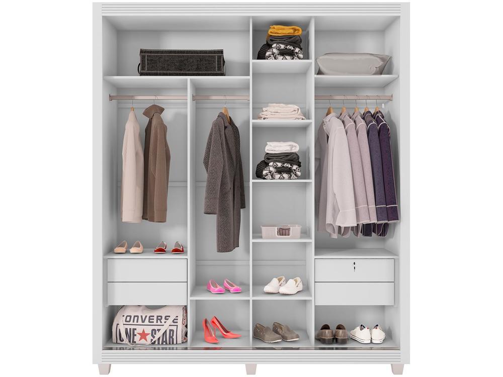 Guarda-roupa Solteiro com Espelho 4 Gavetas 2 Portas de Correr Móveis Lanza Zurique - 4