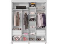 Guarda-roupa Solteiro com Espelho 4 Gavetas 2 Portas de Correr Móveis Lanza Zurique