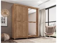 Guarda-roupa Solteiro com Espelho 4 Gavetas 2 Portas de Correr Móveis Lanza Zurique - 1