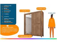 Guarda-roupa Solteiro com Espelho 4 Gavetas 2 Portas de Correr Móveis Lanza Zurique - 2