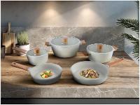 Jogo de Panelas Brinox Revestimento Cerâmico Creme 5 Peças Cabo Amadeirado Ceramic Life Nordic - 2