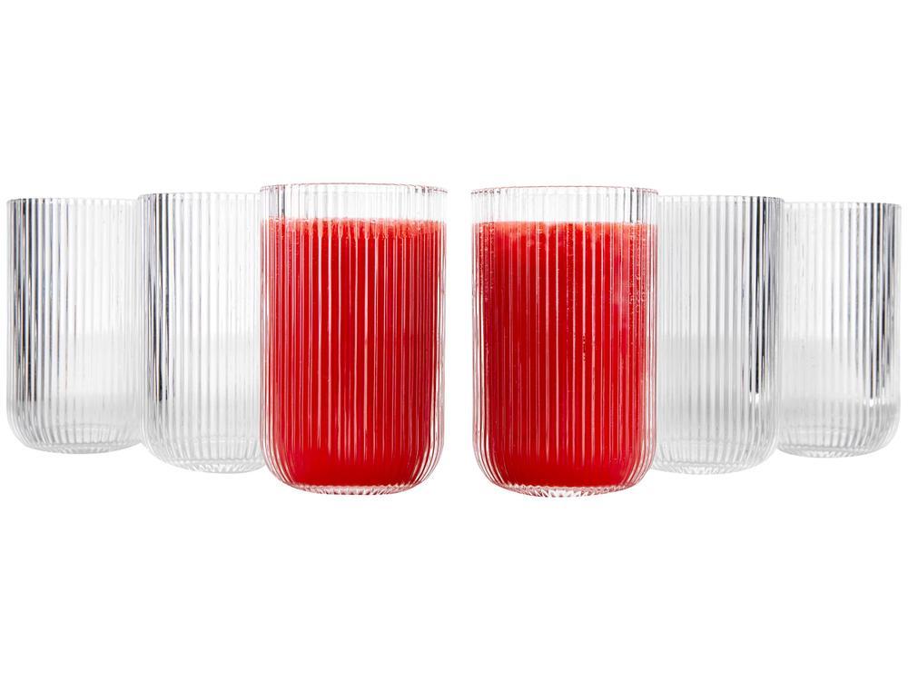 Jogo de Copos de Vidro 430ml 6 Peças Haus Concept Canelado - 1