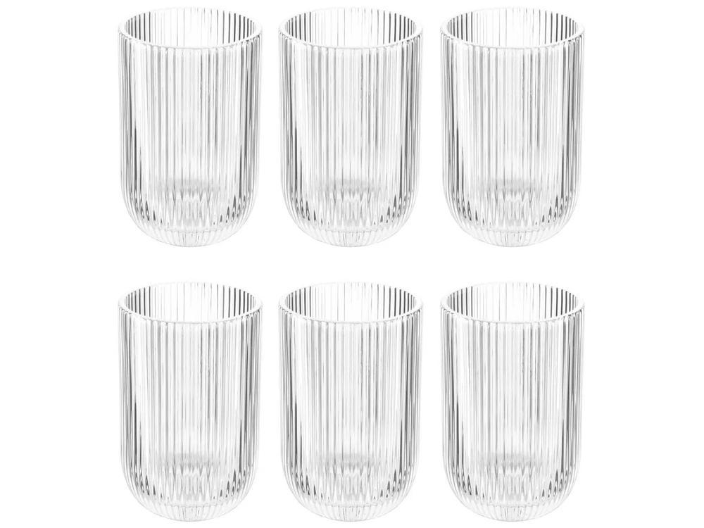 Jogo de Copos de Vidro 430ml 6 Peças Haus Concept Canelado - 4