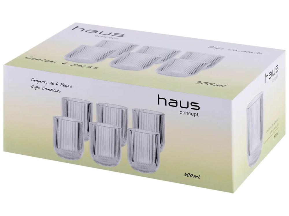 Jogo de Copos de Vidro 300ml 6 Peças Haus Concept Canelado - 8