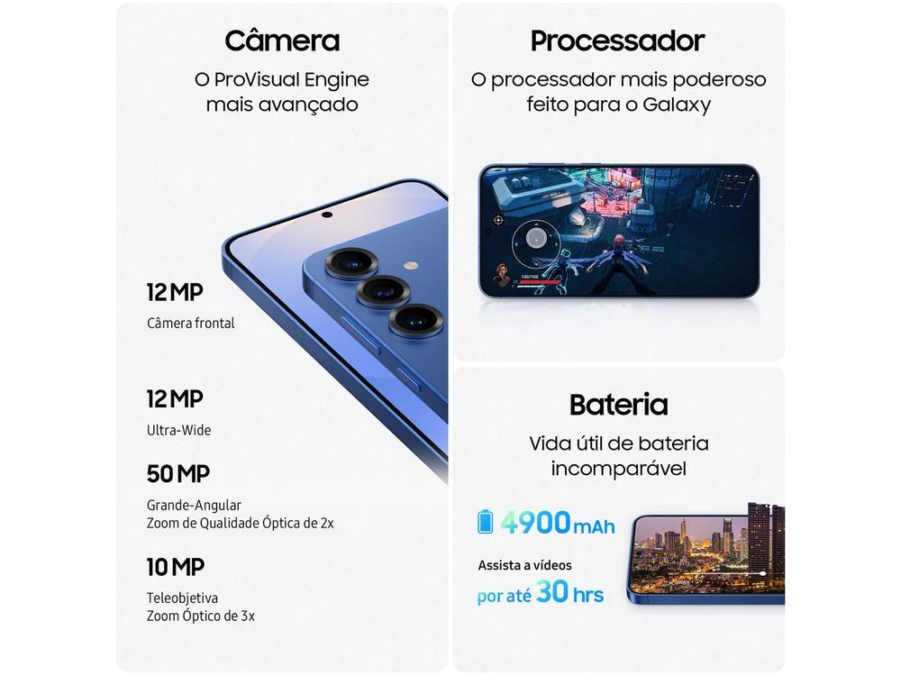 Samsung Galaxy S25+ 5G 256GB Galaxy AI Prata 6,7" 12GB RAM Câm. Tripla 50+12+10MP Bateria 4900mAh Dual Chip - 5