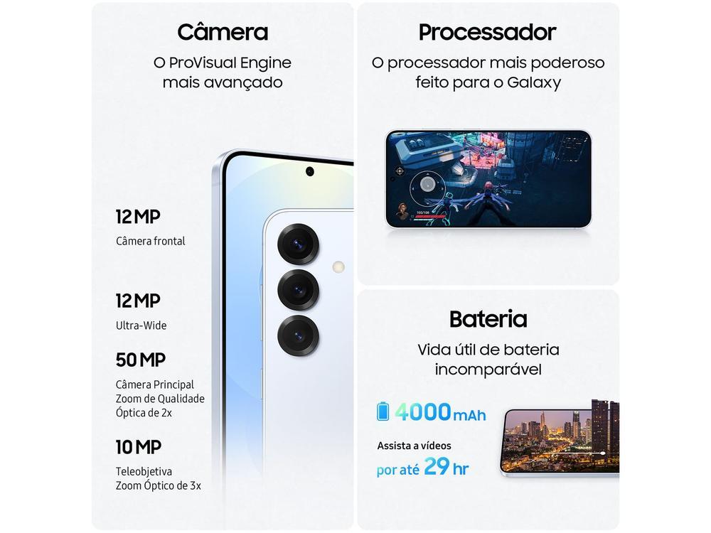 Samsung Galaxy S25 5G 256GB Galaxy AI Azul 6,2" 12GB RAM Câm. Tripla 50+12+10MP Bateria 4000mAh Dual Chip - 5