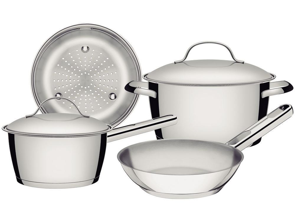 Jogo de Panelas Tramontina Inox Fundo Triplo 4 Peças Allegra - 1