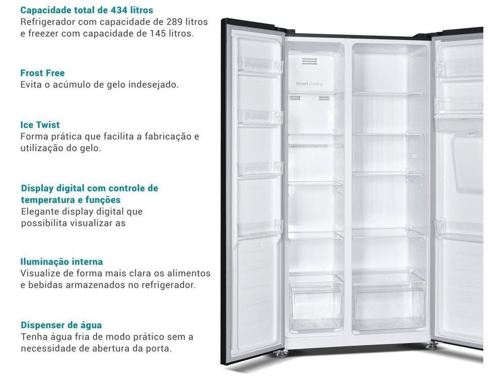 Geladeira/Refrigerador Philco Frost Free Side By Side Preto 434L PRF43A - 3