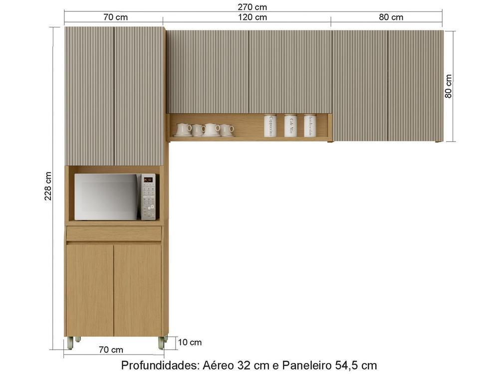 Armário de Cozinha Compacta Nesher Simone Mendes 8 Portas 1 Gavetas 100% MDF - 3