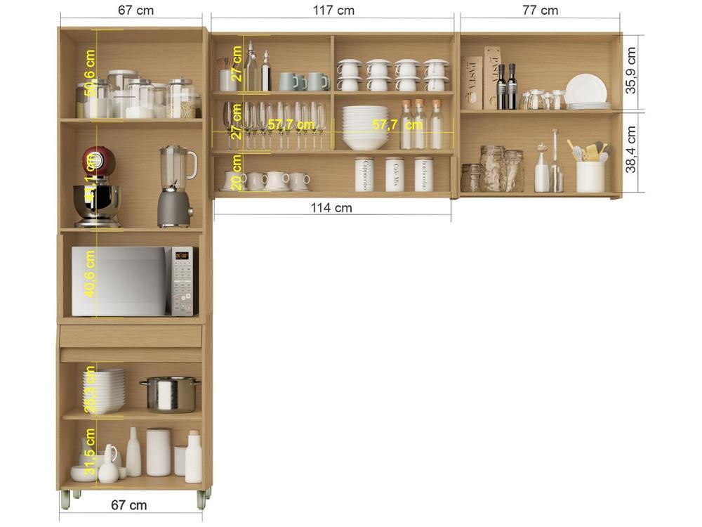 Armário de Cozinha Compacta Nesher Simone Mendes 8 Portas 1 Gavetas 100% MDF - 4