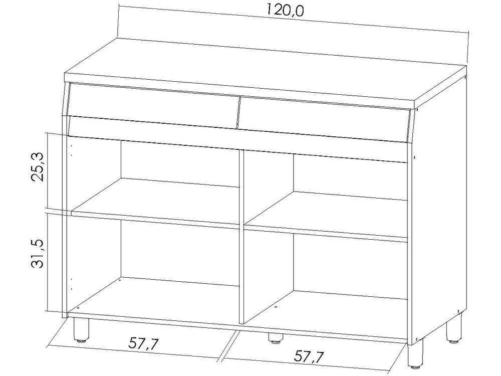 Balcão de Cozinha Nesher 100% MDF 2 Portas 2 Gavetas Simone Mendes - 7