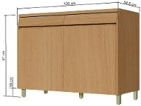 Balcão de Cozinha Nesher 100% MDF 2 Portas 2 Gavetas Simone Mendes - 6