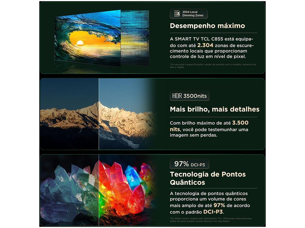 Smart TV 85" TCL 4K QD-Mini LED Ultra Premium C855 120Hz Android AiPQ Pro Google Assistente 4 HDMI - 5