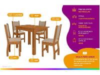 Mesa de Jantar 4 Cadeiras Retangular Bellagio Poliman Móveis - 2