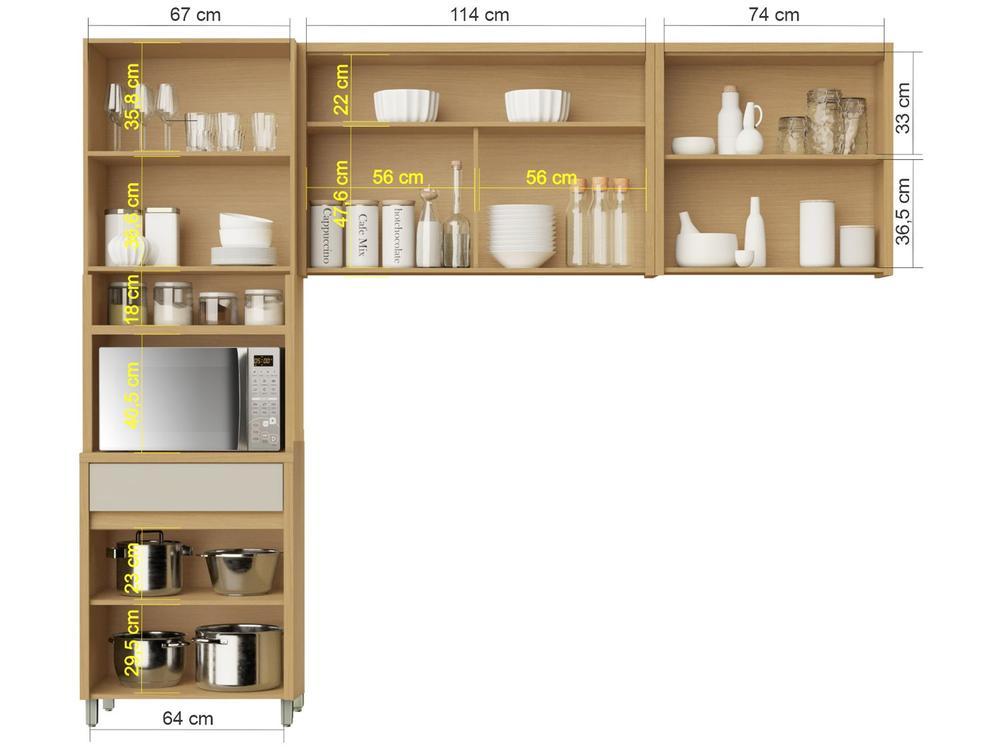 Armário de Cozinha Compacta Nesher Condessa 7 Portas 1 Gaveta 100% MDF - 4